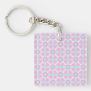 Porte-clefs Joli motif rose, violet et bleu clair