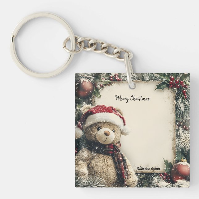 Porte-clefs Joli Noël Teddy Bear Illustration Design (Devant)