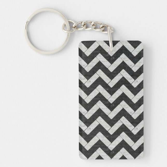 Porte-clefs Joli noir blanc rayures de marbre jeter couverture (Devant)