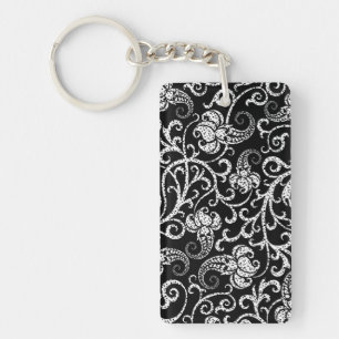 Porte-clefs Joli noir dalmate fleurs arrière - plan design lum