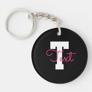 Porte-clefs Joli nom et monogramme Noir Blanc et Rose