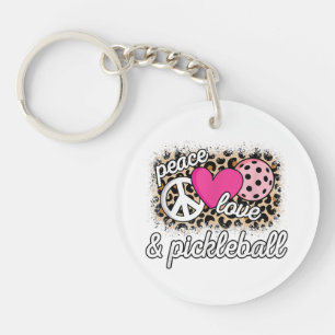 Porte-clefs Joli Paix Amour Joueur de Pickleball Drôle de Ball