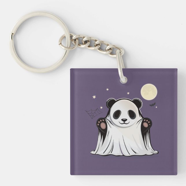 Porte-clefs Joli panda fantôme sous la lune  (Devant)