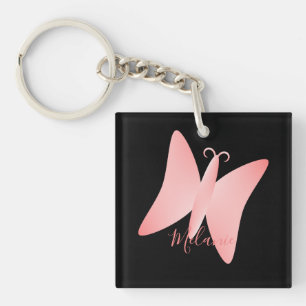 Porte-clefs Joli Papillon rose Pastel Personnalisé