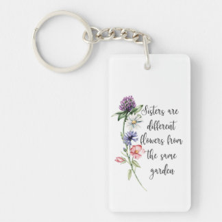 Porte-clefs Joli Pastel Fleurs sauvages "Les soeurs sont. . ."
