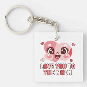 Porte-clefs Joli Personnage en Forme de Cœur Je T'Aime Jusqu'à
