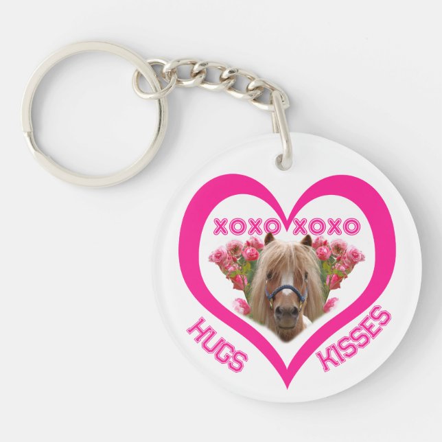 Porte-clefs Joli Poney en Rose pour la Saint-Valentin (Devant)