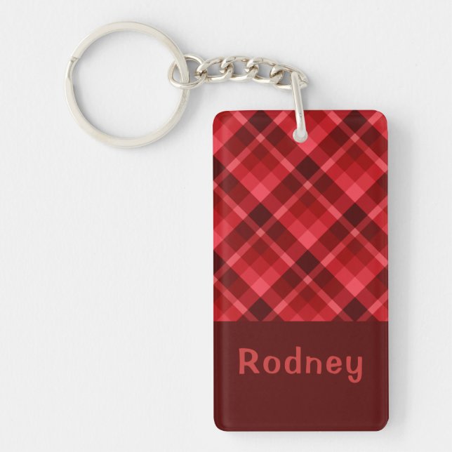 Porte-clefs Joli Porte - clé du rectangle de Monogramme rouge  (Devant)