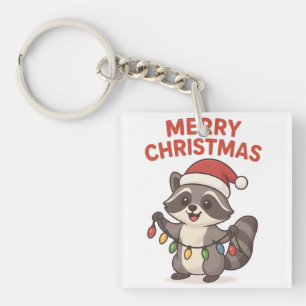 Porte-clefs Joli Raton Laveur Père Noël Lumières de Noël Amusa