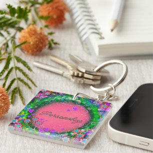 Porte-clefs Joli rose Floral Votre Un Mot D'Inspirété