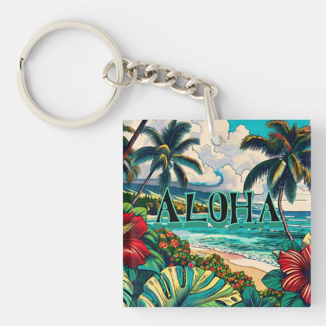 Porte-clefs Joli thème Hawaiian Island (Devant)