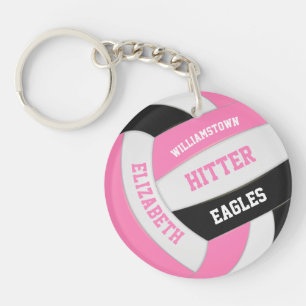Porte-clefs joli volley-ball rose noir girly personnalisée