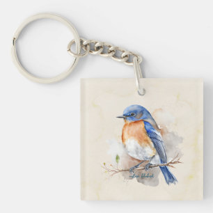 Porte-clefs Jolie Aquarelle Bleue Orientale Orange Bleue