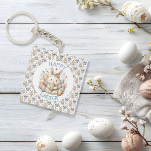 Porte-clefs Jolie aquarelle Lapin Pâques