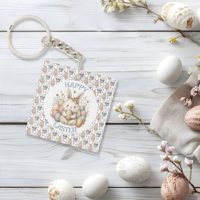 Porte-clefs Jolie aquarelle Lapin Pâques (Cute watercolor Bunny Easter Key Ring)