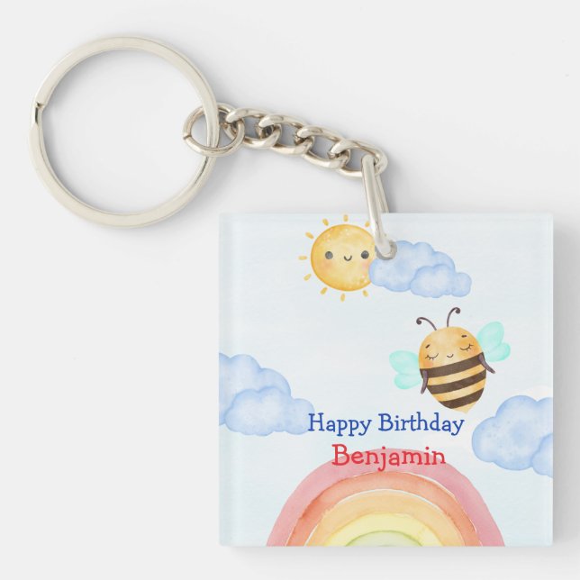 Porte-clefs Jolie bee bee bee fête d'anniversaire (Devant)