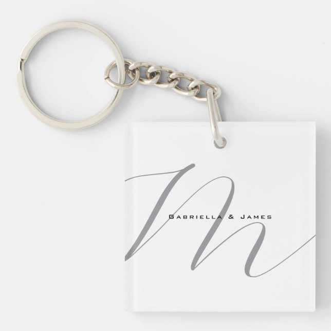 Porte-clefs Jolie calligraphie noir blanc grisé (Devant)