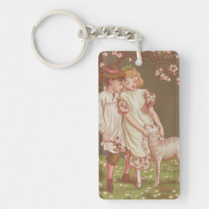 Porte-clefs Jolie carte de la Saint-Valentin vintage kitsch, E