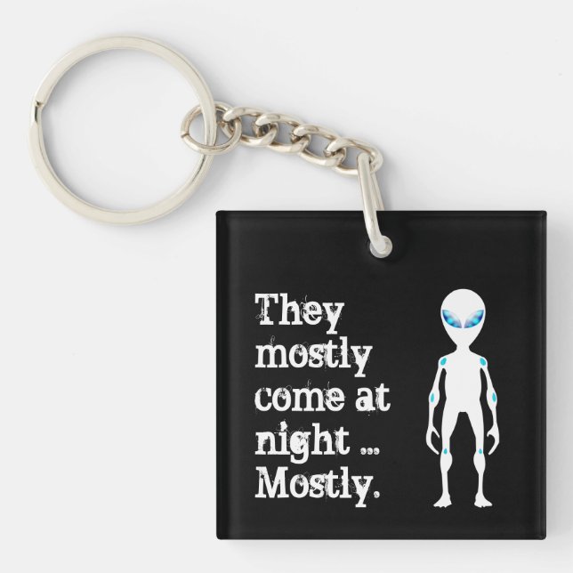 Porte-clefs Jolie citation alien blanche noire (Devant)