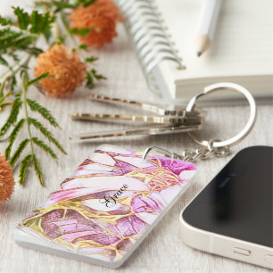Porte-clefs Jolie Couleurs Rose Et Faux Or Faux