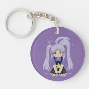 Porte-clefs Jolie Fille Triste Illustration Dessinée à la Main