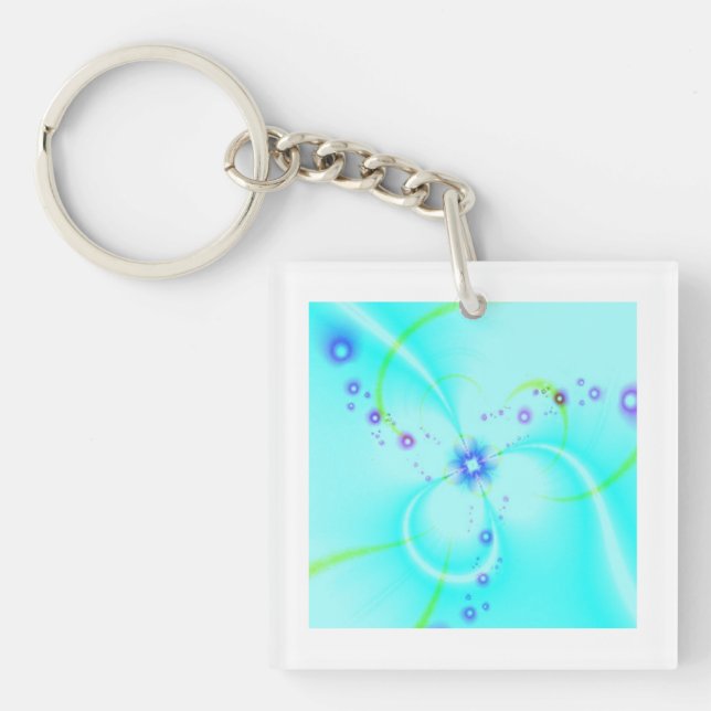 Porte-clefs Jolie Fleur Bleue  (Devant)