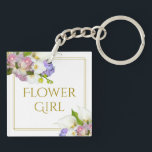 Porte-clefs Jolie Fleur Fleur Mariage de printemps<br><div class="desc">Ce porte - clé mignon fait le cadeau parfait de faveur pour vos filles de fleurs. Il est doté d'élégantes lettres dorées et d'une bordure avec un joli ensemble de fleurs printanières aux couleurs pastel. Bonne façon de la remercier d'avoir fait partie de votre mariage.</div>