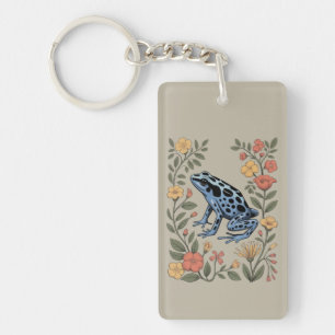 Porte-clefs Jolie fleur grenouille bleue crapaud dart poison G
