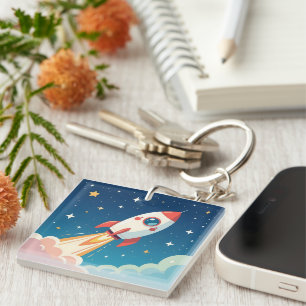 Porte-clefs Jolie fusée spatiale décollant