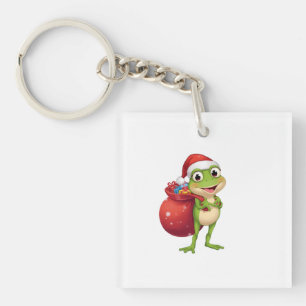 Porte-clefs Jolie grenouille de Noël avec sac cadeau - Grenoui