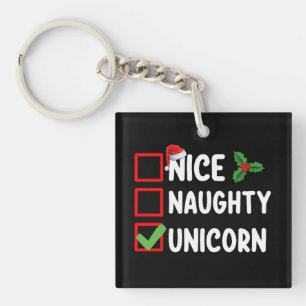 Porte-clefs Jolie licorne méchante liste de fêtes de Noël