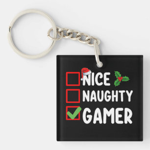 Porte-clefs Jolie liste de Noël de gamer vilain Gaming Santa