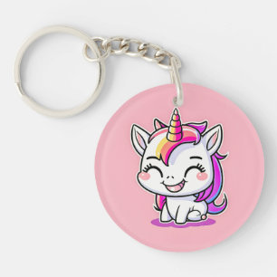 Porte-clefs Jolie peinture colorée magique Happy Unicorn