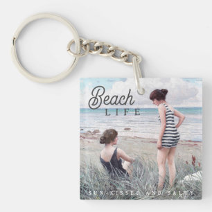 Porte-clefs Jolie plage de sable brun et salé
