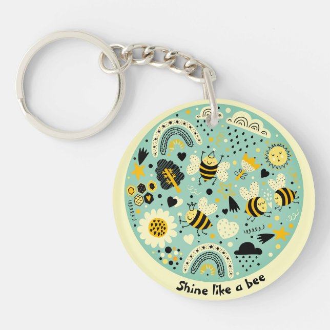 Porte-clefs Jolie Porte - clé abeilles mignonnes (Devant)