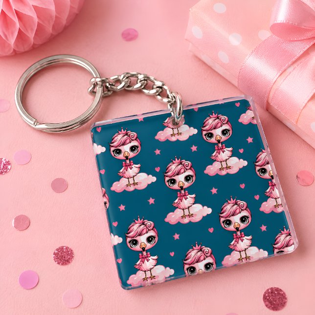Porte-clefs Jolie Princesse Flamant Rose (Créateur téléchargé)
