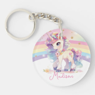 Porte-clefs Jolie Princesse Unicorn Arc en ciel