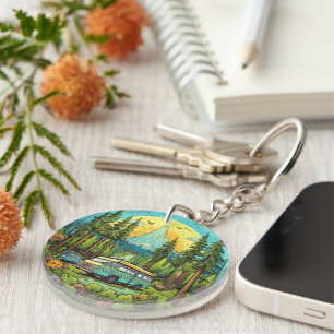 Porte-clefs Jolie scène des amoureux du camping