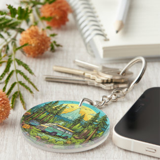 Porte-clefs Jolie scène des amoureux du camping