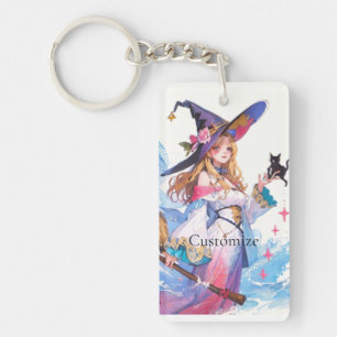 Porte-clefs Jolie Sorcière tenant Chat noir Thunder_Cove