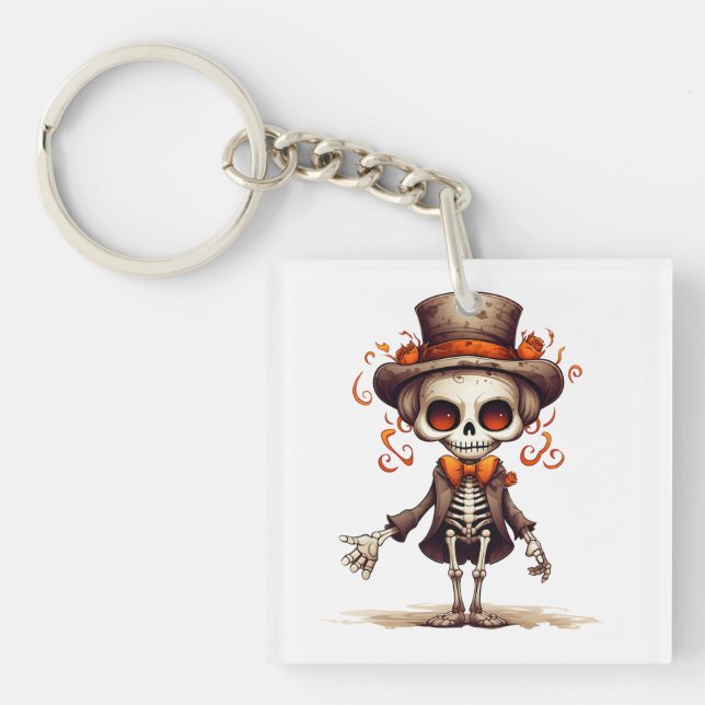 Porte-clefs Jolie squelette Halloween sorcière (Devant)