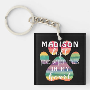 Porte-clefs Jolies empreintes de pattes arc-en-ciel personnali