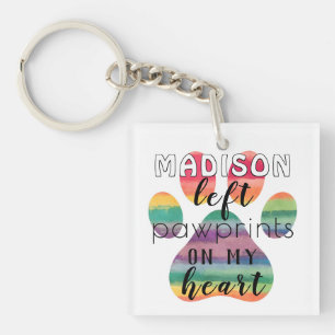 Porte-clefs Jolies empreintes de pattes arc-en-ciel personnali