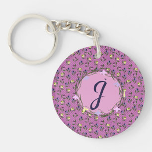 Porte-clefs Jolies pensées rose, violettes et jaunes