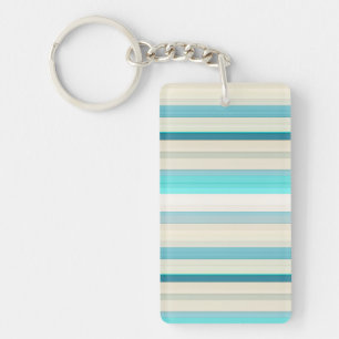 Porte-clefs Jolies rayures aqua blanc