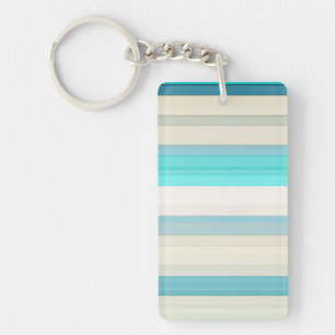 Porte-clefs Jolies rayures aqua blanc