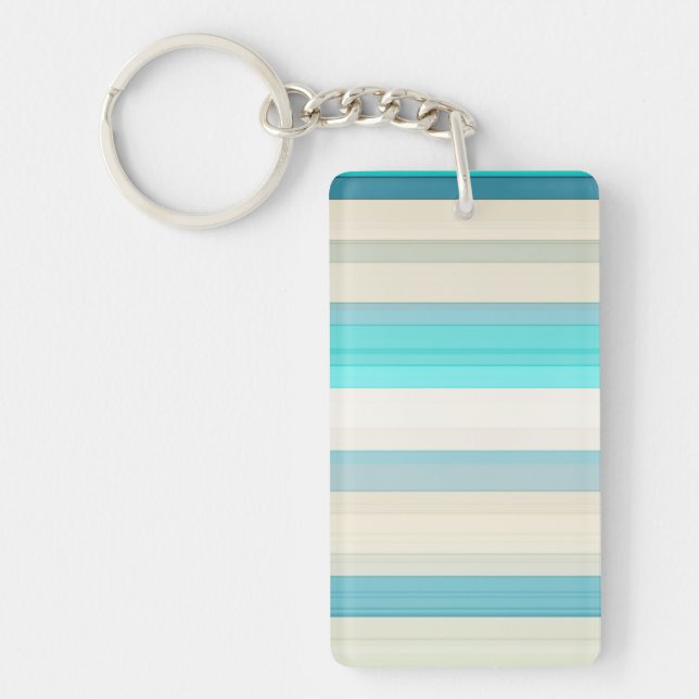 Porte-clefs Jolies rayures aqua blanc (Devant)