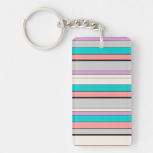 Porte-clefs Jolies rayures grises aqua