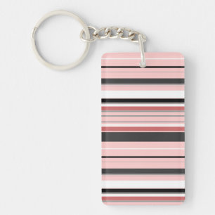 Porte-clefs Jolies rayures grises roses