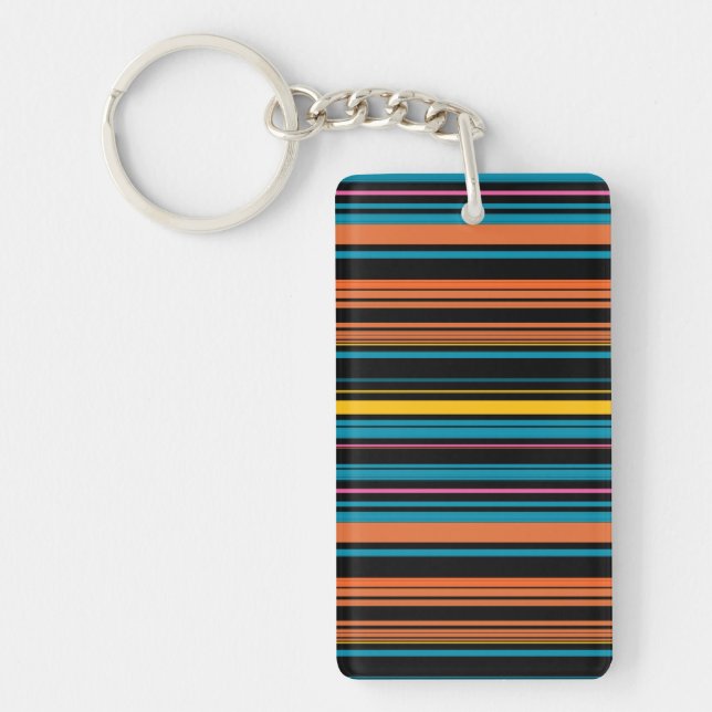 Porte-clefs Jolies rayures noires bleues (Devant)